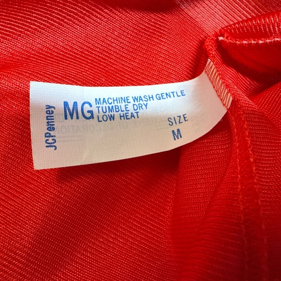 Vintage JCPenney Red Nylon Pajama Set 2 Pc Camisole Pants Lounge Sleepwear USA M - Picture 6 of 8